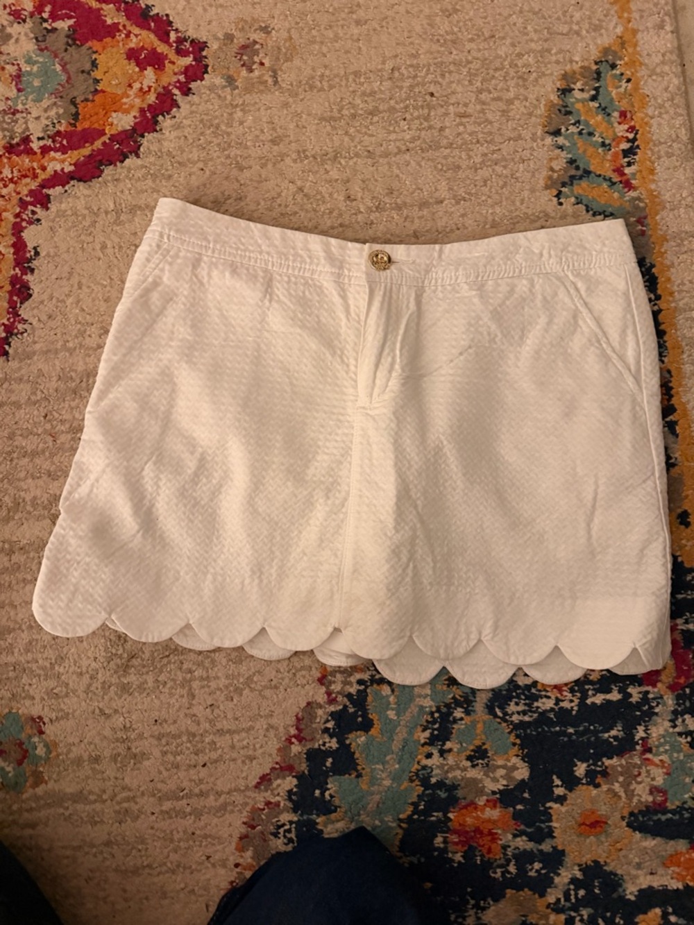 Lilly Pulitzer White Scalloped Mini Skirt